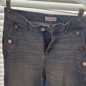 LOFT High Rise Button-Fly Blue Jeans